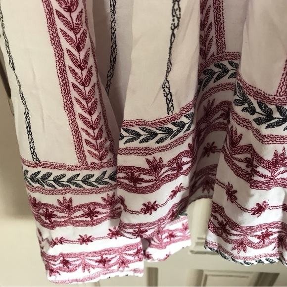 Loverich Boho Blouse White/Pink/Red Pretty SzM Long Sleeves Cropped - Picture 6 of 7